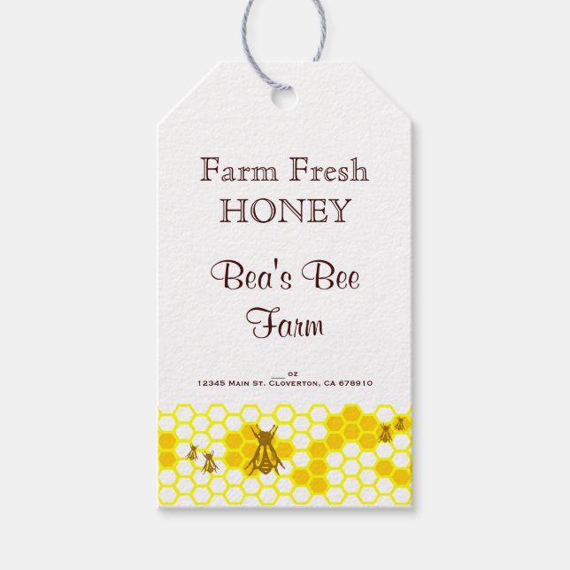 Honey Bees Honeycomb Custom Food Tag (Front)