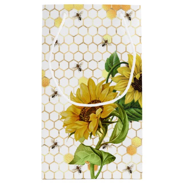  Honey Bees & Honeycomb Pattern Small Gift Bag (Back)