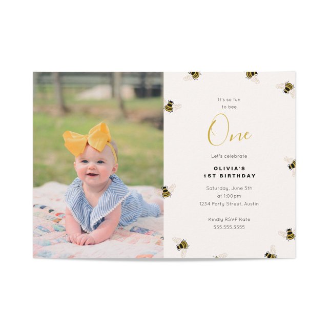 Honey Bees Kids 1st Birthday Invitation (Creator Uploaded)