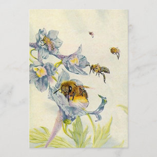 Honey Bees & Morning Glory Flowers Invitations Any