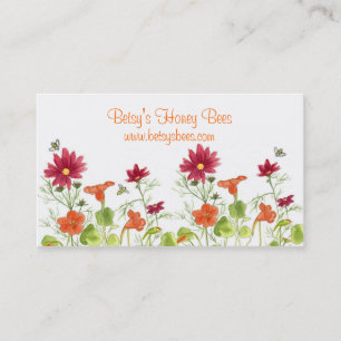 Honey Bees Nasturtium Red Painted Daisy Business Card