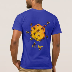 Honey bees • Orange and Royal blue • Custom Name T-Shirt