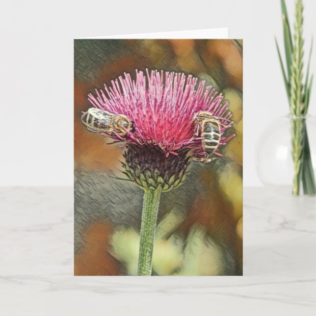 Honey Bees Pastel Art Greeting Card (Front)