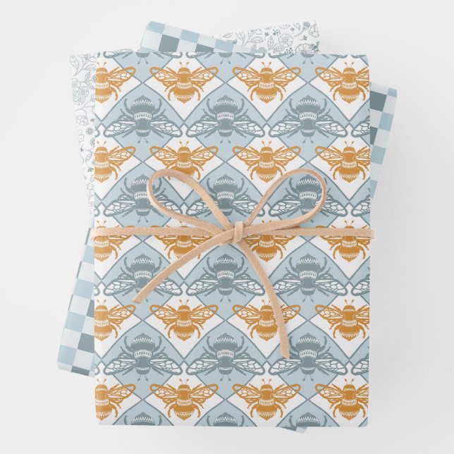 Honey Bees Pattern Matching Set Wrapping Paper Sheet (In situ)