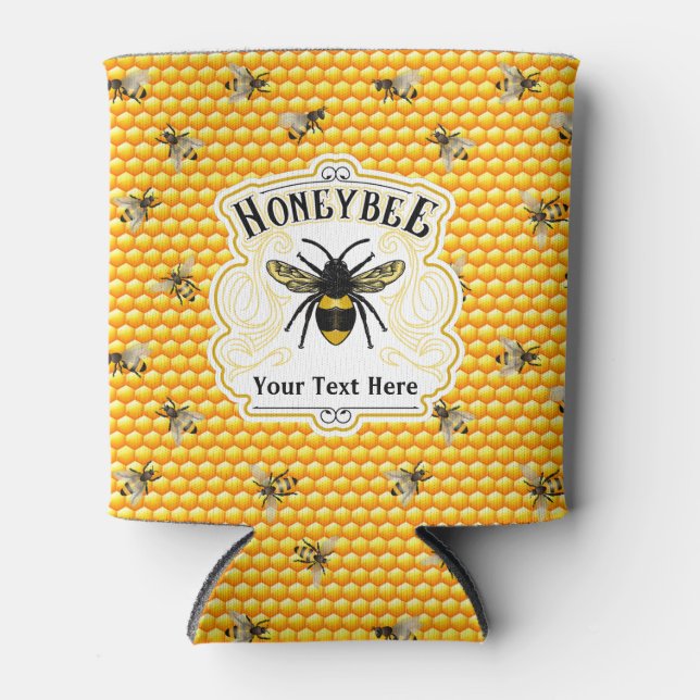 Honey Bees Personalise Can Cooler (Front)