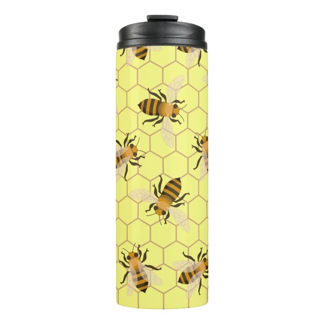 Honey bees, Save the bees, Bees pattern Thermal Tumbler (Front)