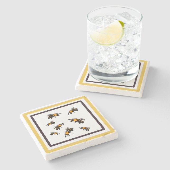 Honey Bees  Stone Coaster (Side)