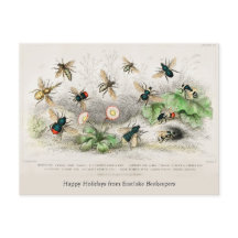 Honey Bees Vintage Holiday Postcard
