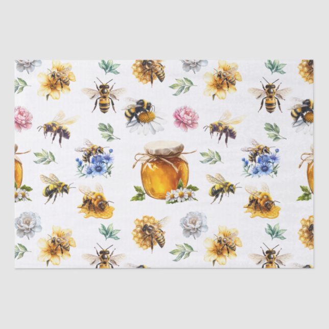 Honey Bees Watercolor  Tissue Paper (Front)