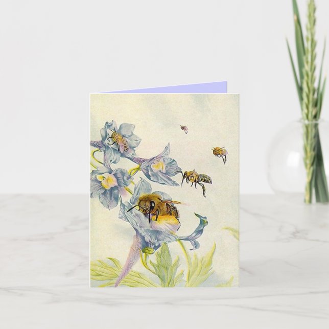 Honey Bees & Wildflowers Lilac Thank You Cards (Front)