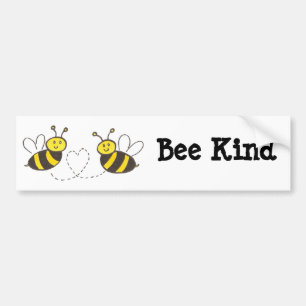 Honey Bees with Heart Bee Kind Bumper Sticker