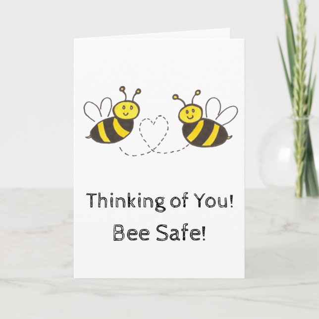 Honey Bees with Heart Bee Safe Shelter in Place Card (Front)