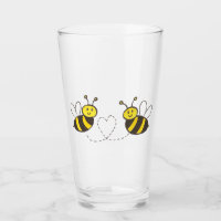 Honey Bees with Heart Cute Illustration