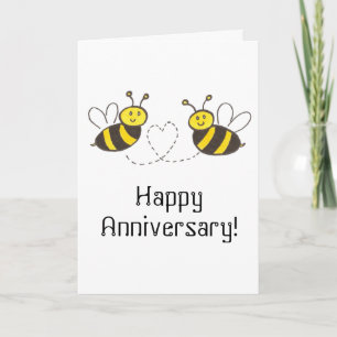 Honey Bees with Heart Happy Anniversary Card