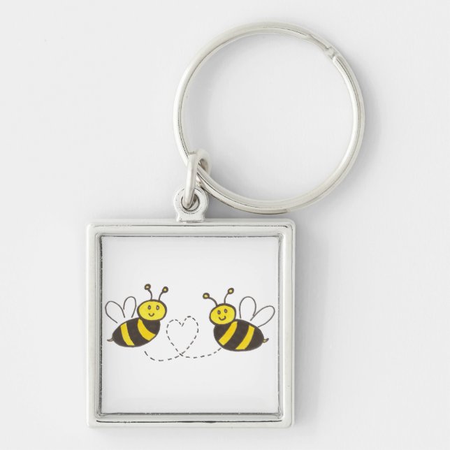 Honey Bees with Heart Key Ring (Front)