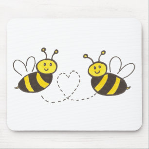 Honey Bees with Heart Mouse Mat