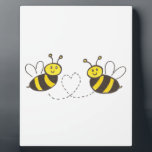 Honey Bees with Heart Plaque<br><div class="desc">This product line features two sweet bees with a heart.  Whimsical line drawing - perfect for an anniversary,  wedding or baby shower.  Text is fully customisable so you can personalise for your special occasion.</div>