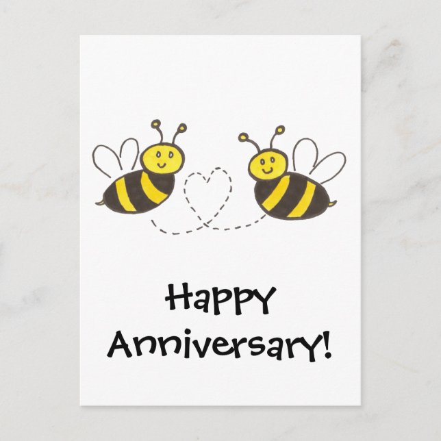 Honey Bees with Heart Postcard (Front)