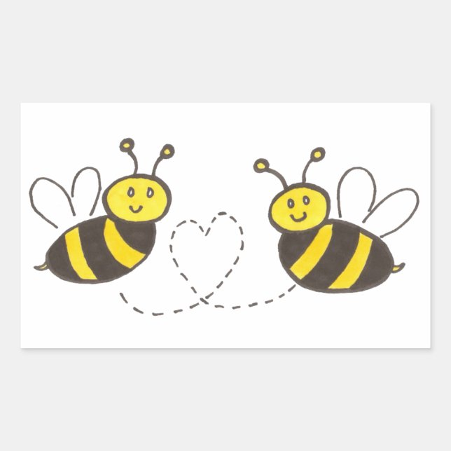 Honey Bees with Heart Rectangular Sticker (Front)