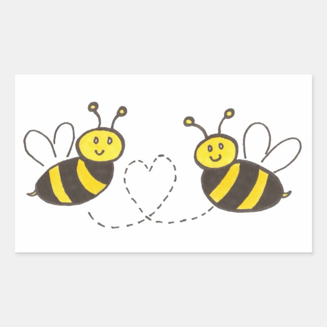 Honey Bees with Heart Rectangular Sticker (Front)