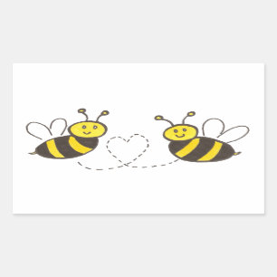 Honey Bees with Heart Rectangular Sticker