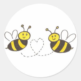 Honey Bees with Heart Round Sticker