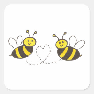 Honey Bees with Heart Square Sticker