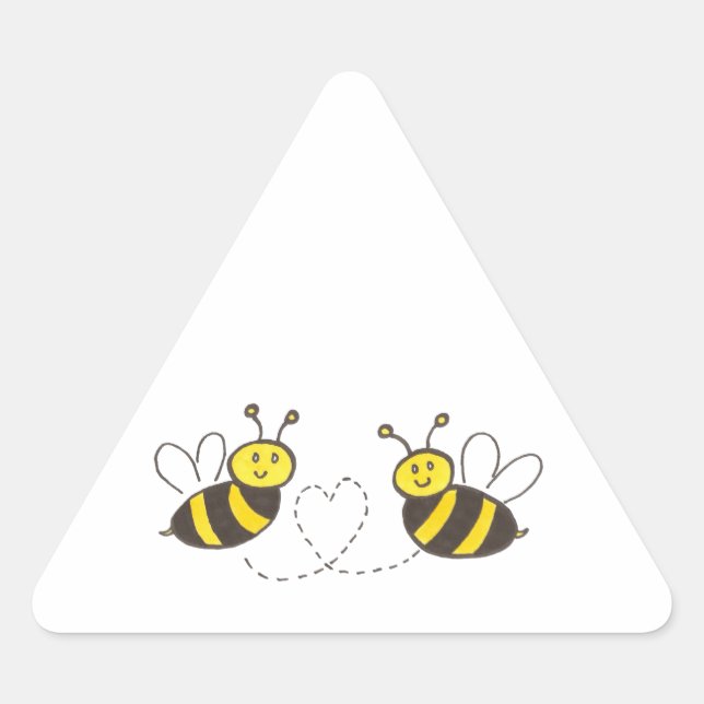 Honey Bees with Heart Triangle Sticker (Front)