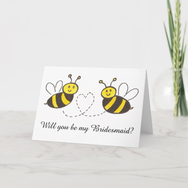 Honey Bees with Heart Will you be my Bridesmaid? Invitation (Front)