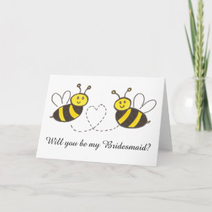 Honey Bees with Heart Will you be my Bridesmaid? Invitation