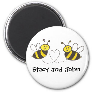 Honey Bees with Heart with Personalised Name Magnet