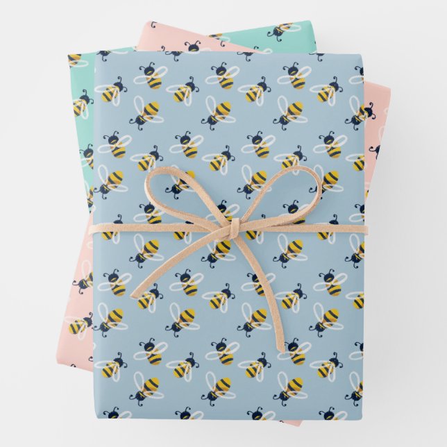 Honey Bees Wrapping Paper Sheet (In situ)