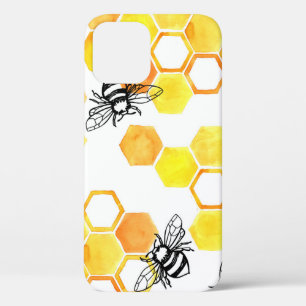Honey Bees: Yellow Watercolor Pattern iPhone 12 Case