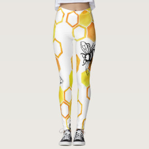 Honey Bees: Yellow Watercolor Pattern Leggings