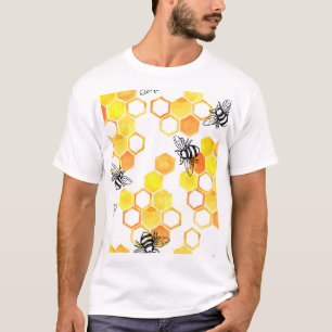 Honey Bees: Yellow Watercolor Pattern T-Shirt