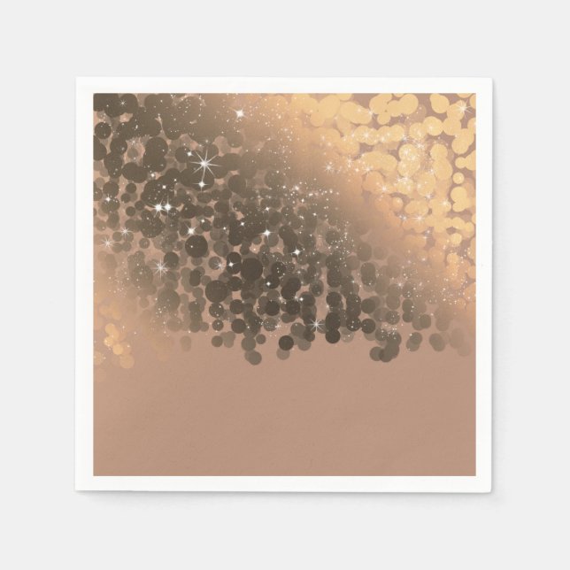 Honey Beige Champagne Golden Sparkle Lights Party Napkin (Front)