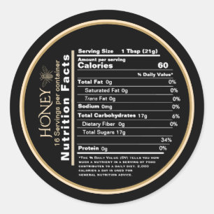 Honey Black and Gold Mini Nutrition Facts Sticker