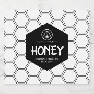 Honey Black & White Product Jar Label