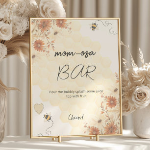 Honey Boho Wildflower Baby Shower Mum-osa Bar Poster
