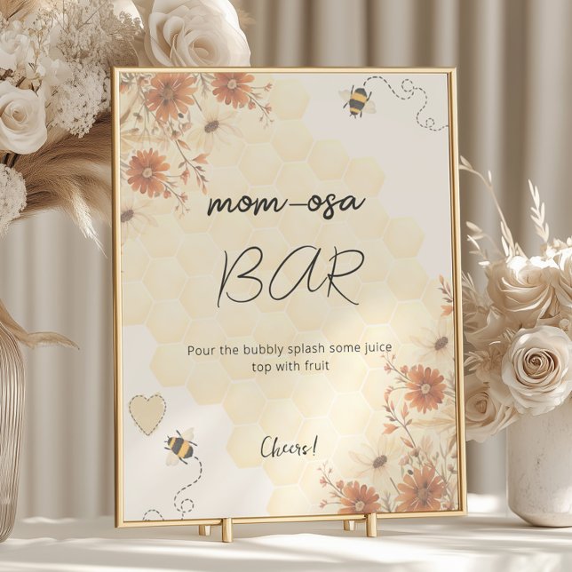 Honey Boho Wildflower Baby Shower Mum-osa Bar Poster (Creator Uploaded)