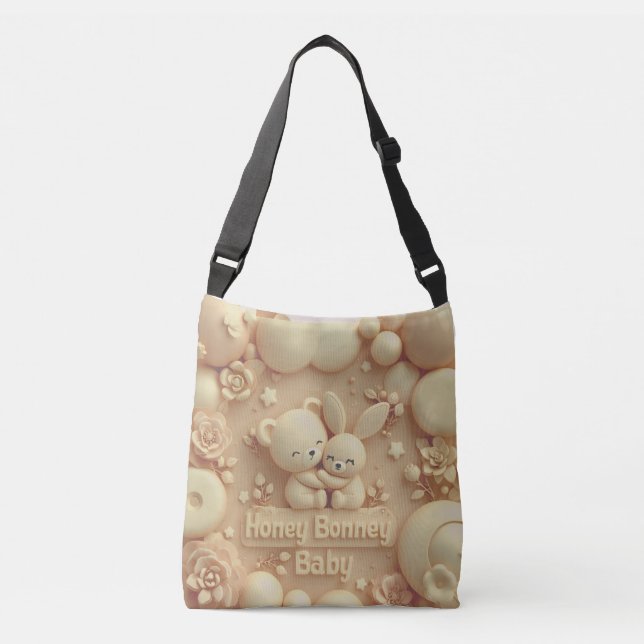 Honey Bonny Baby Cute Bear & Bunny Tote Bag (Front)