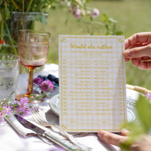 Honey Bridal Shower Would She Rather Game Card