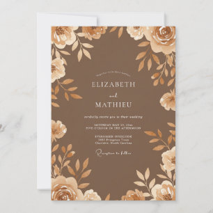 Honey Bronze Leafy Wedding Invitation