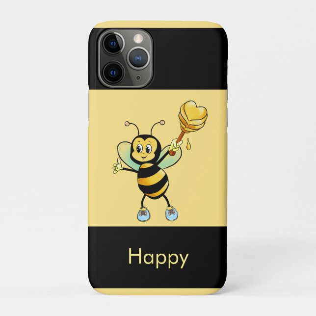 Honey bumble bee on black & golden beige Case-Mate iPhone case (Back)