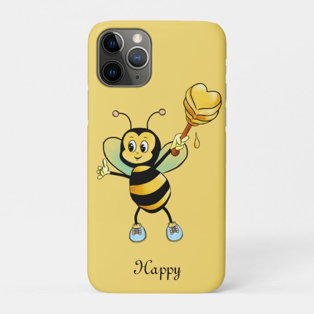 Honey bumble bee on black & golden beige Case-Mate iPhone case (Back)