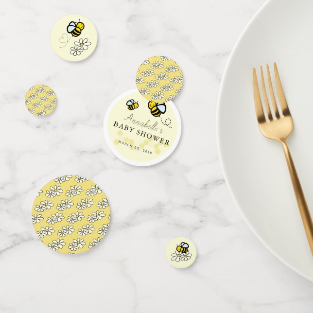 Honey / Bumble Bees & Daisies Yellow Baby Shower Confetti (Group)