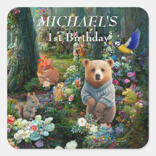 Honey Bunny and Boo Bear  Square Sticker