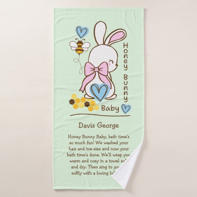 Honey Bunny Baby Boy Towel – Custom Bath Towel (Bath Towel)