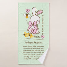 Honey Bunny Baby Girl Towel – Custom Bath Towel