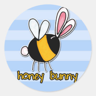honey bunny classic round sticker